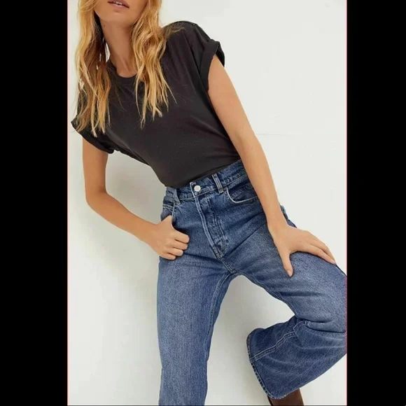 Free people French Girl Flare Jean in Aura Blue - Picture 3 of 11